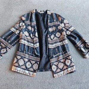Monsoon Navy and Cream Patterned Blazer
